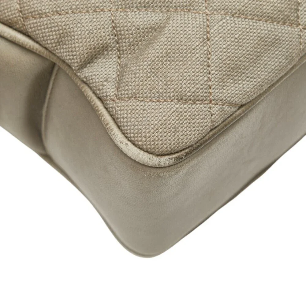 CHANEL Gray Leather Logo Tote Bag